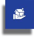 Richter Dienstleistungen GmbH - Symbol Eine Hand hält ein Haus auf blauem Hintergrund.