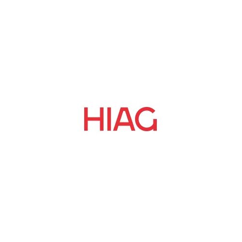 Le logo hiag est rouge sur fond blanc.