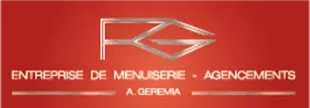 A red sign that says entreprise de menuiserie agencements