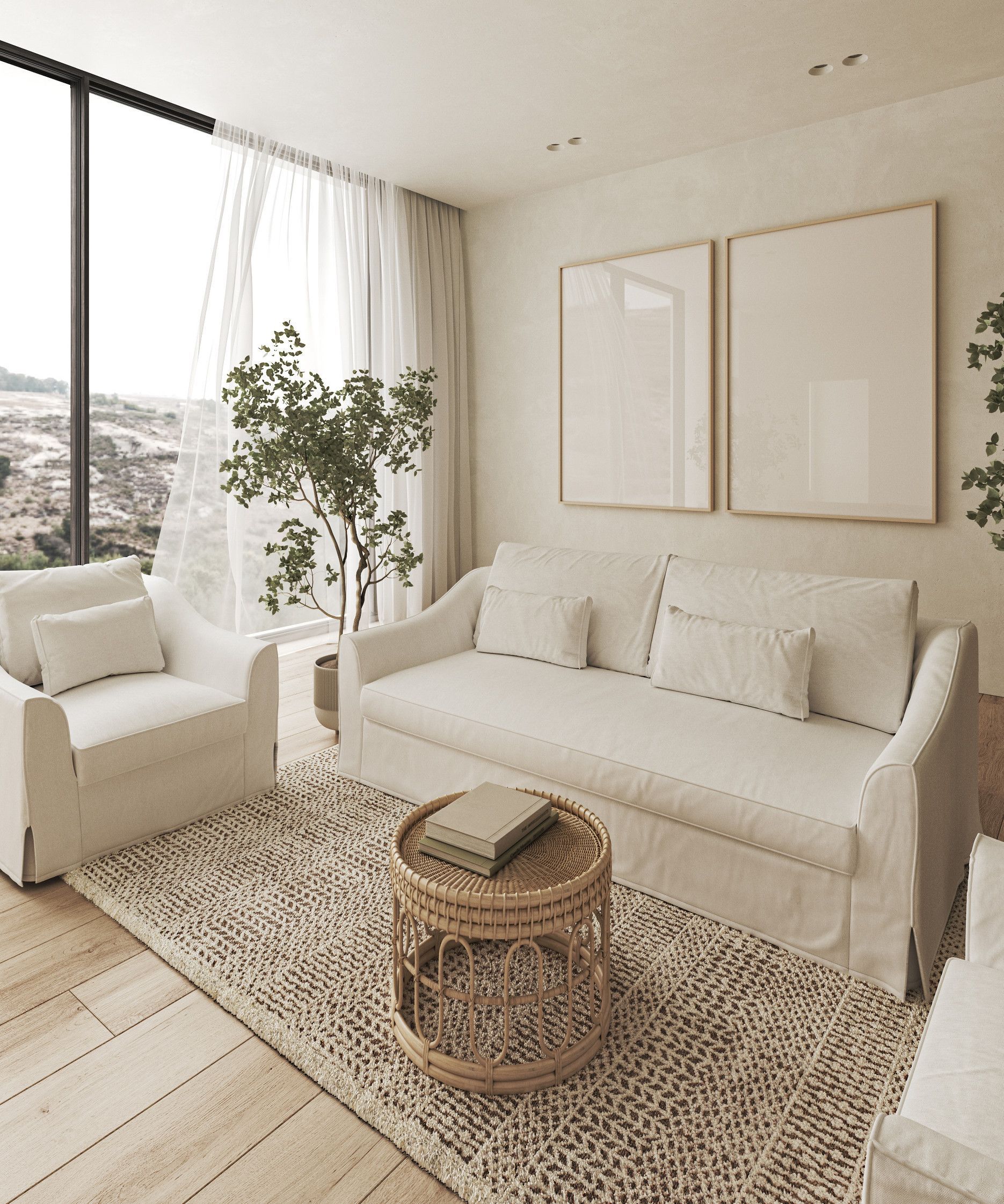 Una sala de estar con chimenea, sillas, una mesa y un televisor de pantalla plana.