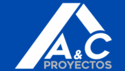 Logotipo de a&c proyectos sobre fondo azul