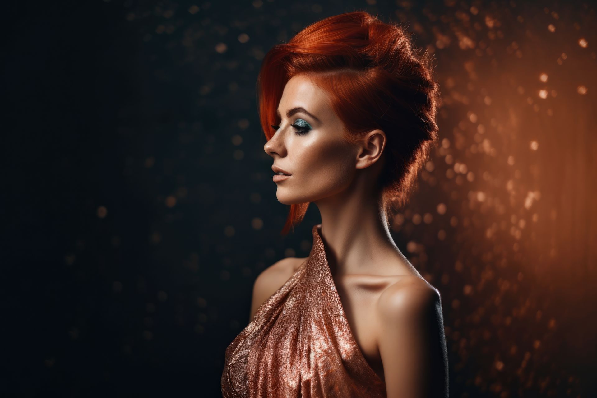 Coiffure de soirée rousse