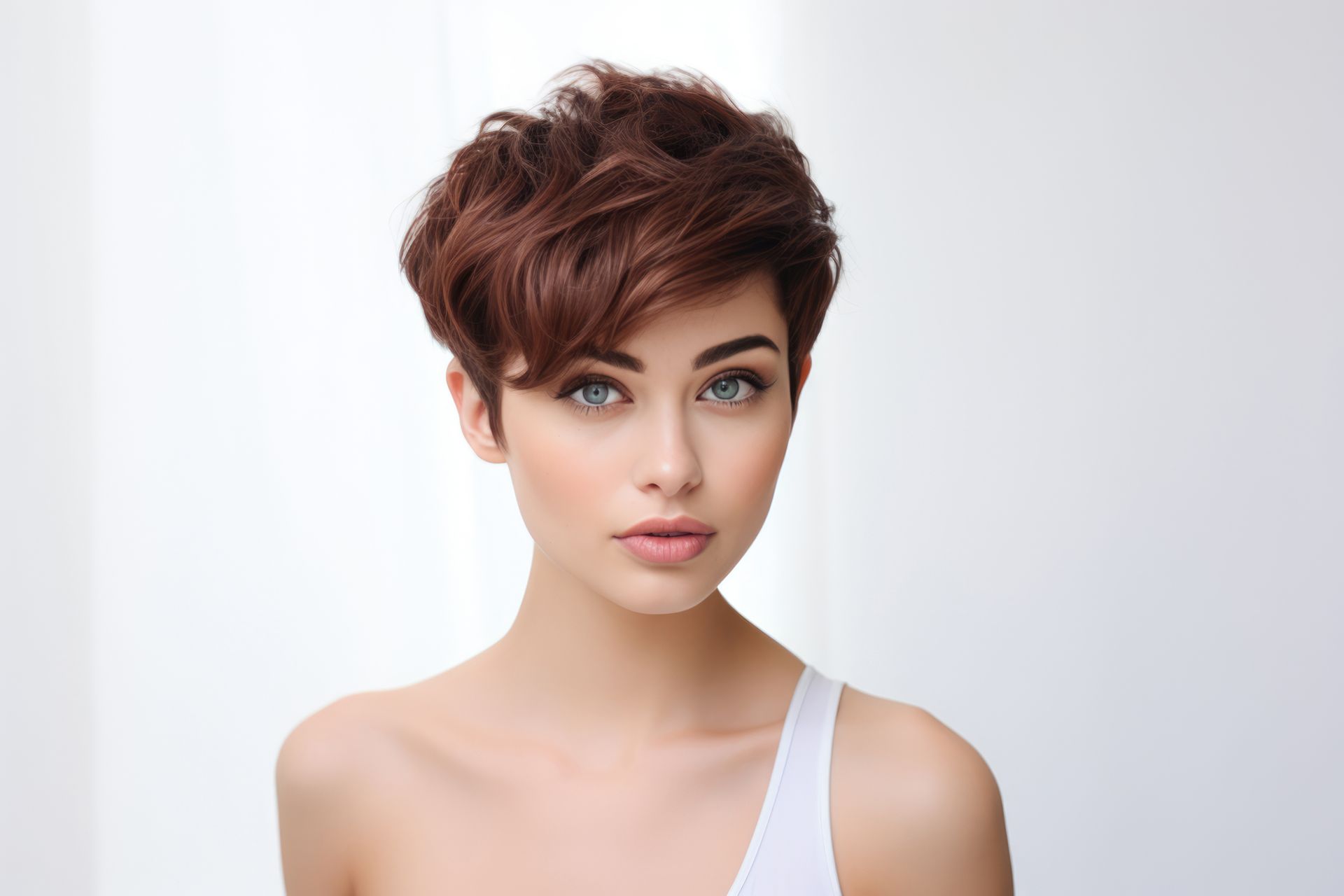 Femme brune cheveux courts