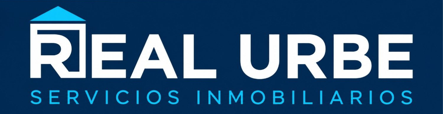 Logo de Real Urbe Servicios Inmobiliarios en azul y blanco