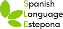 Logotipo para Lengua Española Estepona: hojas verdes, “S” verde, “Lengua Estepona” negra.