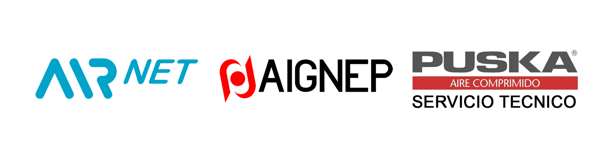 Un logotipo azul y rojo para una empresa llamada Aigner Puska.