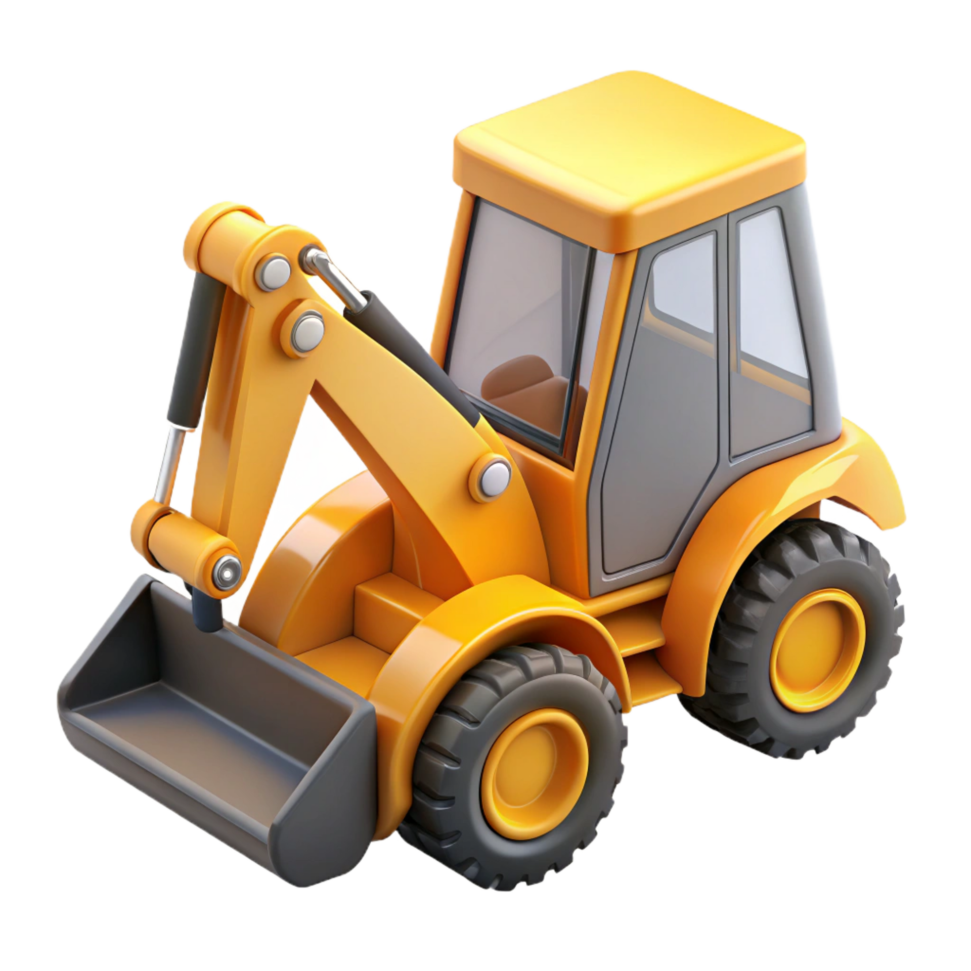 Une tractopelle en 3D.