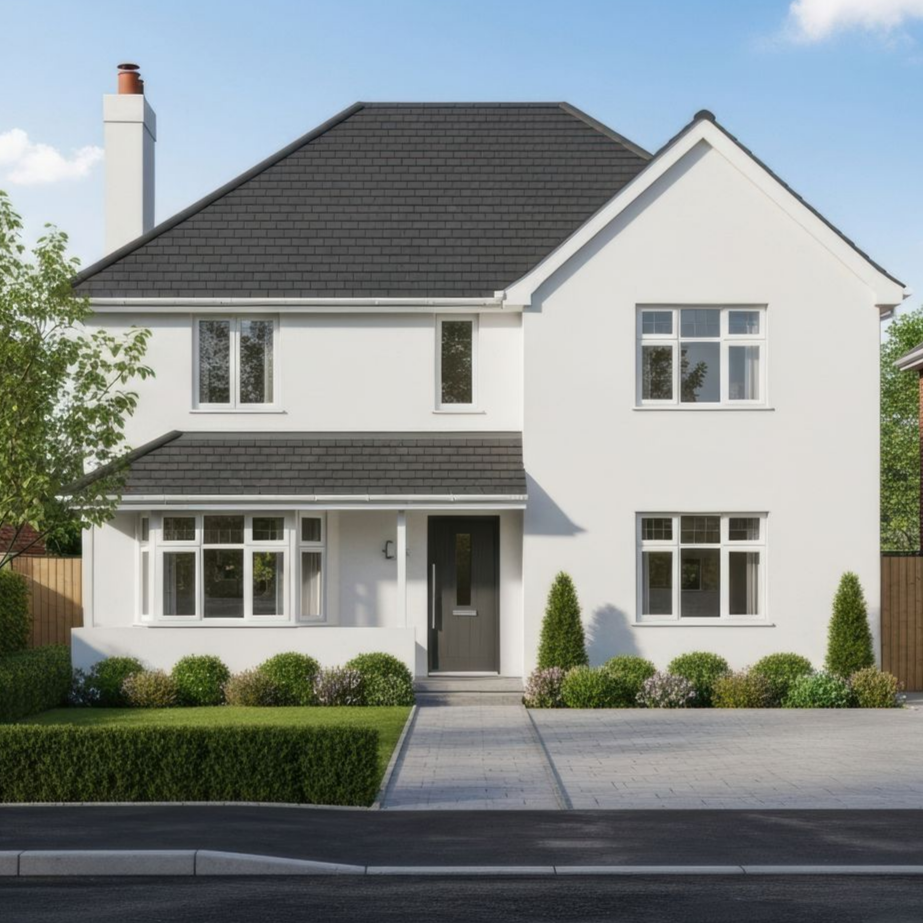 Façade d'une maison rénovée.