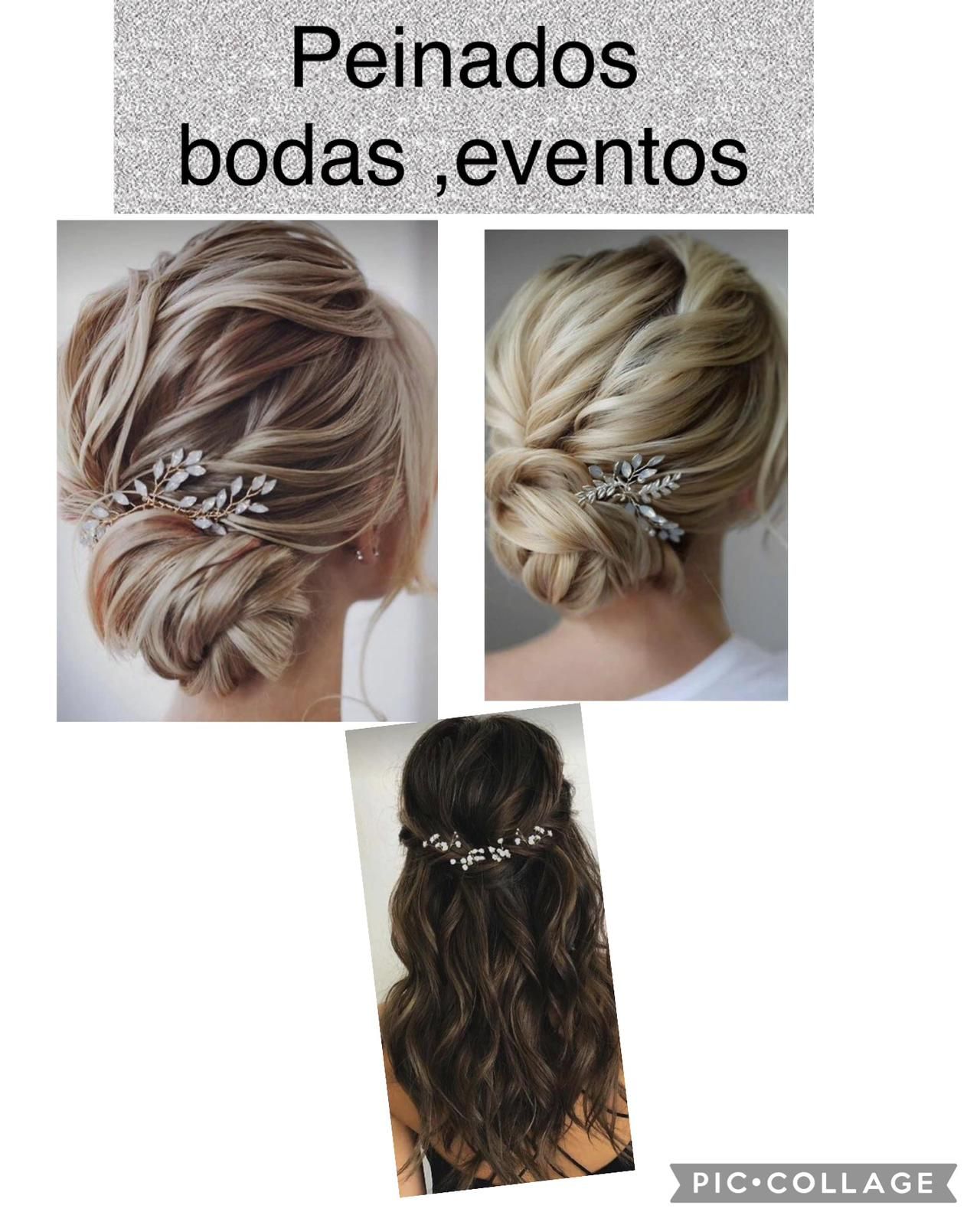 Una imagen del cabello de una mujer con las palabras peinados bodas eventos