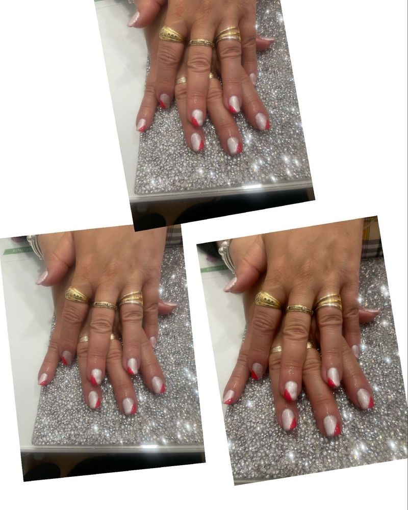 Tres imágenes de manos de una mujer con anillos en ellas.