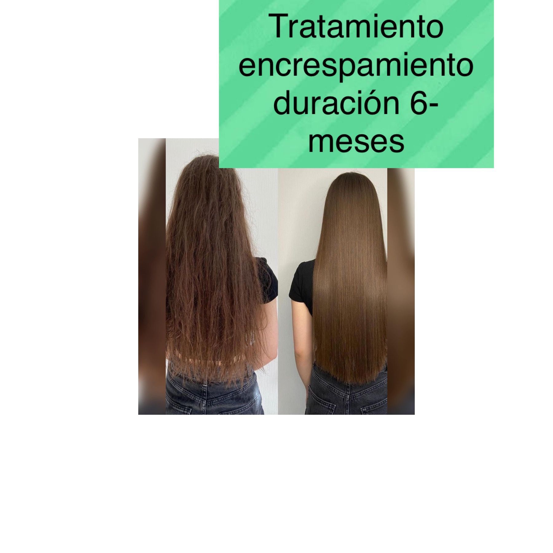 Una foto de antes y después del cabello de una mujer.