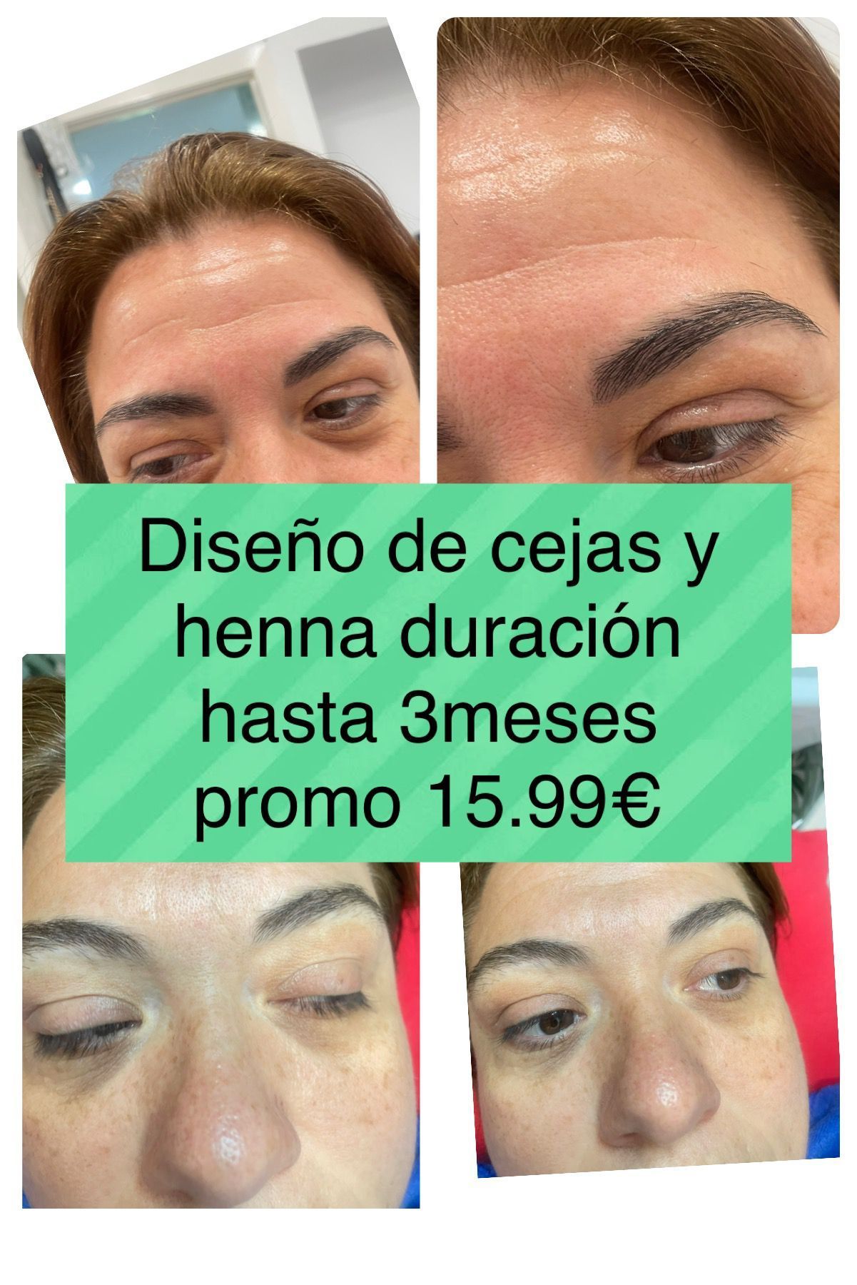 A collage of photos of a woman 's face with the words 