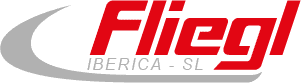Un logotipo rojo y blanco para Fliegl Ibérica SL