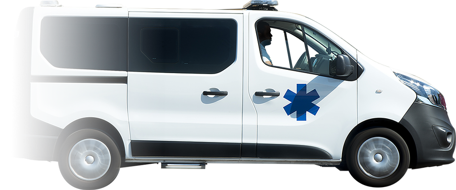 Une ambulance de profil