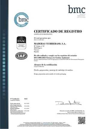 Certificado de registro de BMC con logotipos y texto oficial en una página blanca.