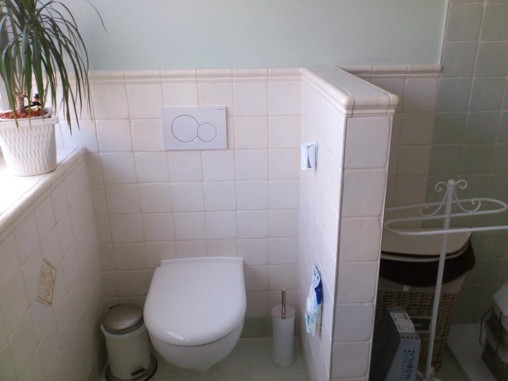 Neugestaltung Toilettenbereich mit kleiner Mauer