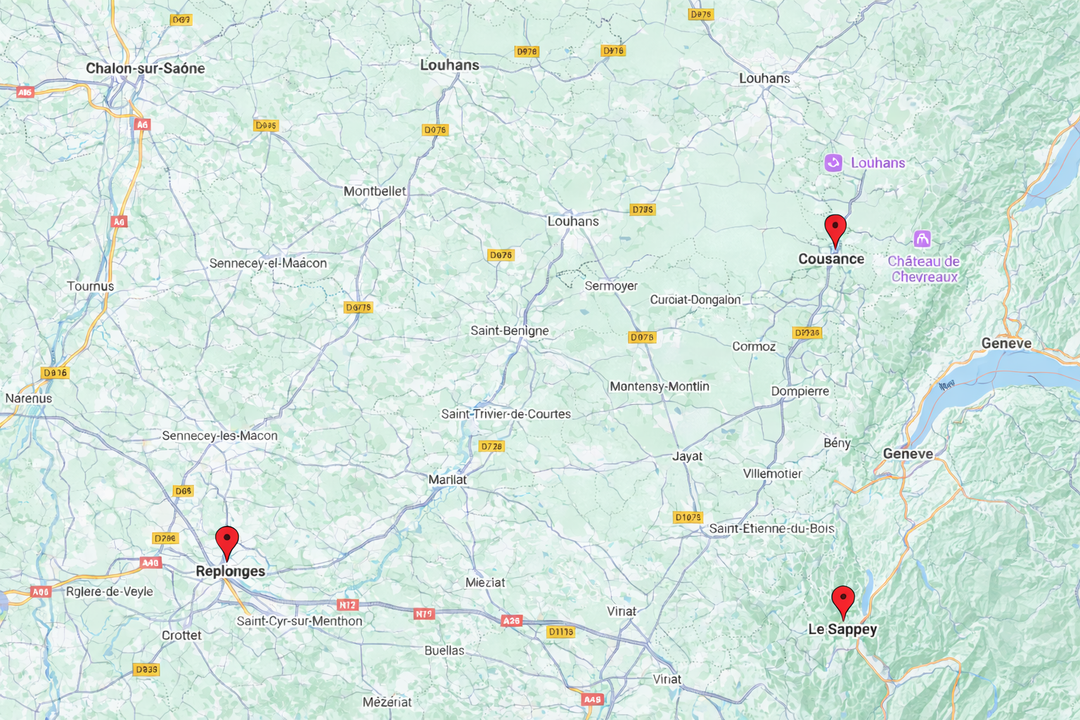 Carte avec trois indicateurs de localité