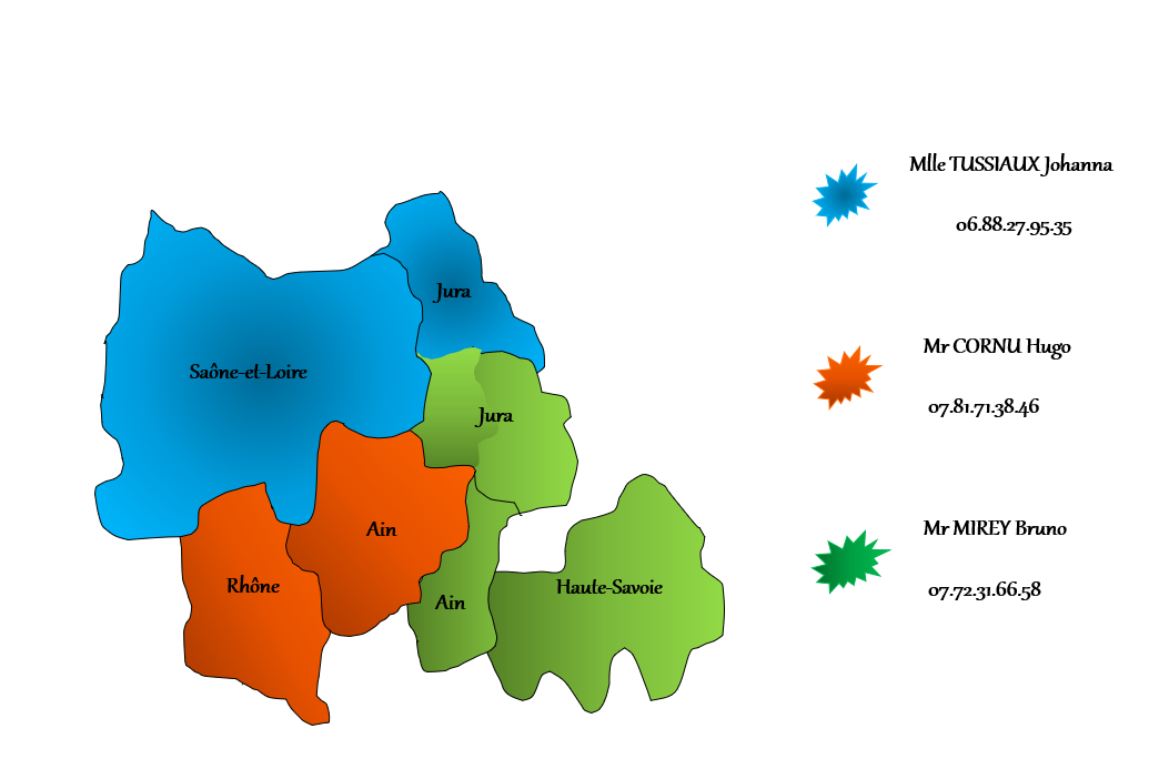 Secteurs d'intervention des commerciaux de Technic'Elevage