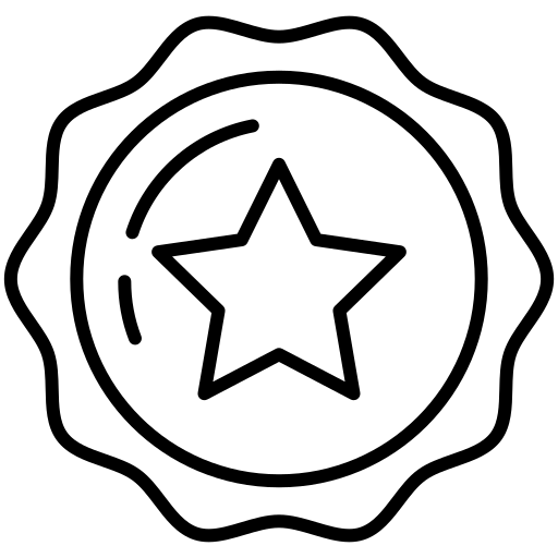 Insigne circulaire au contour noir avec une étoile au centre