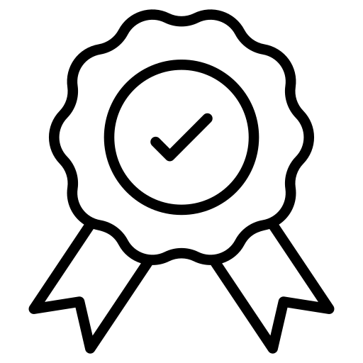 Insigne de récompense avec icône de coche en contour noir