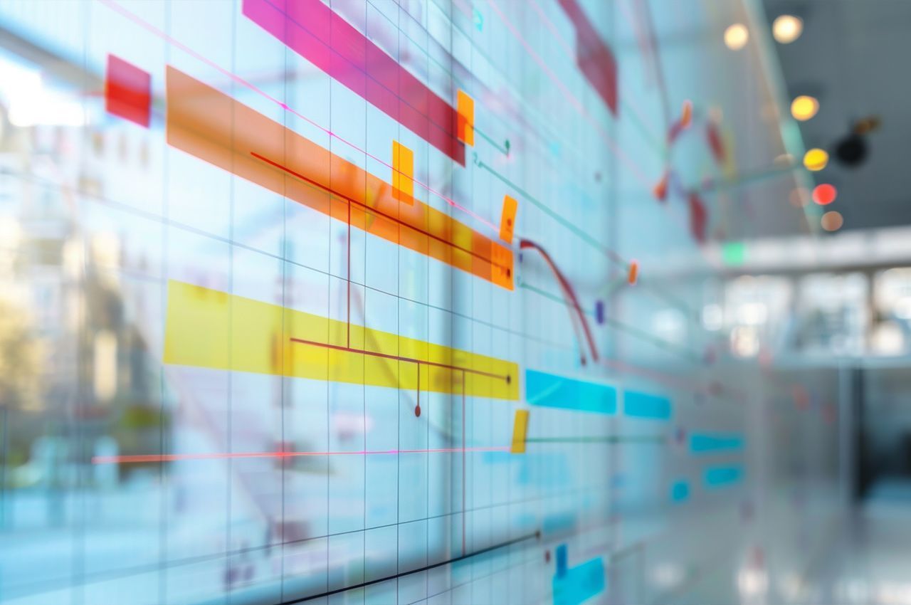 Diagramme de Gantt sur une paroi vitrée