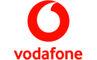 Un logotipo de Vodafone rojo sobre un fondo blanco