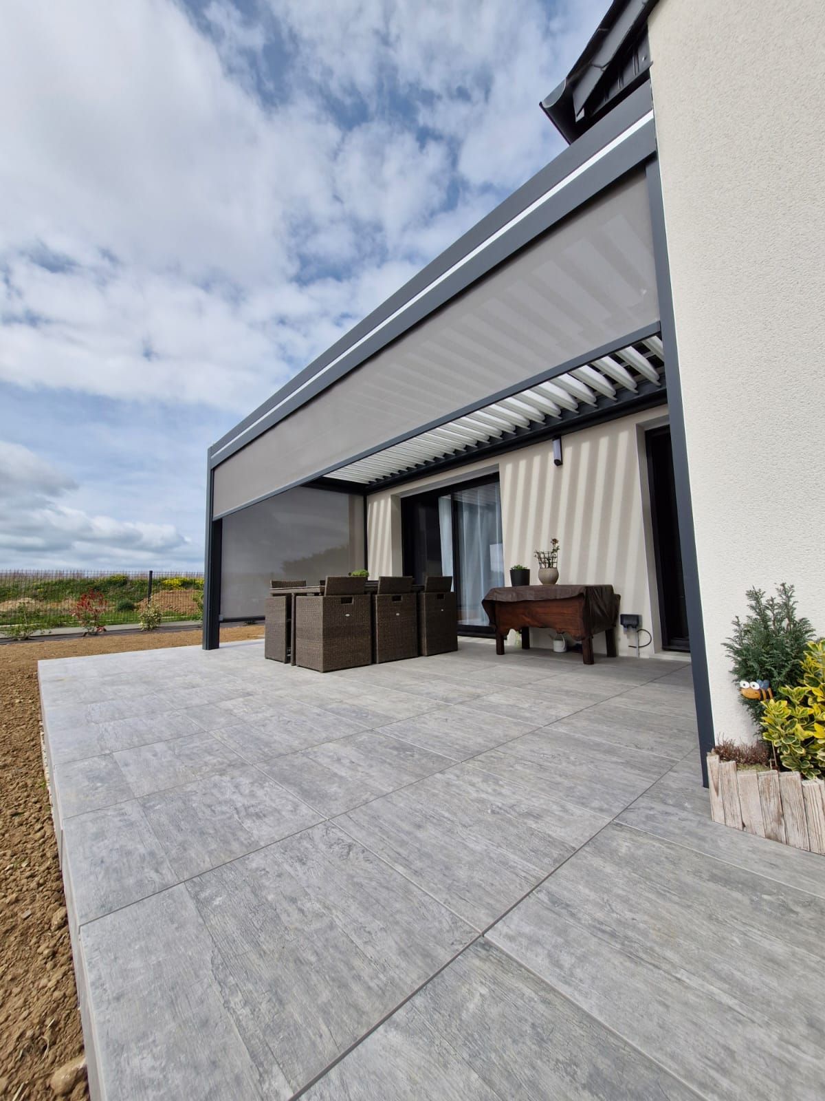 Pergola double attenante, abris terrasse