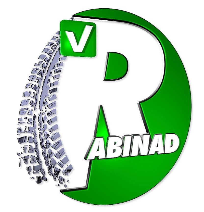 Un logotipo verde y blanco para Abinad con una huella de neumático.