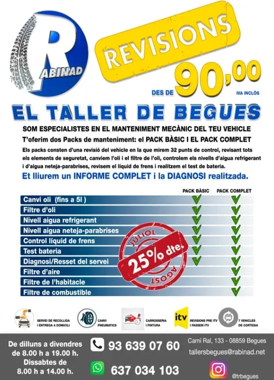 En flyer for el taller de becas offers a 25% discount