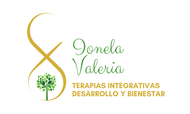 Logo for Donela Valeria: gold infinity symbol, tree, and text "Terapias Integrativas, Desarrollo y Bienestar".