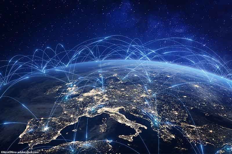 Animierte Weltkugel vernetzte Städte