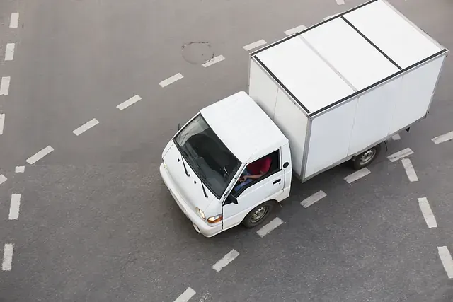 Un camión blanco circula por una calle.