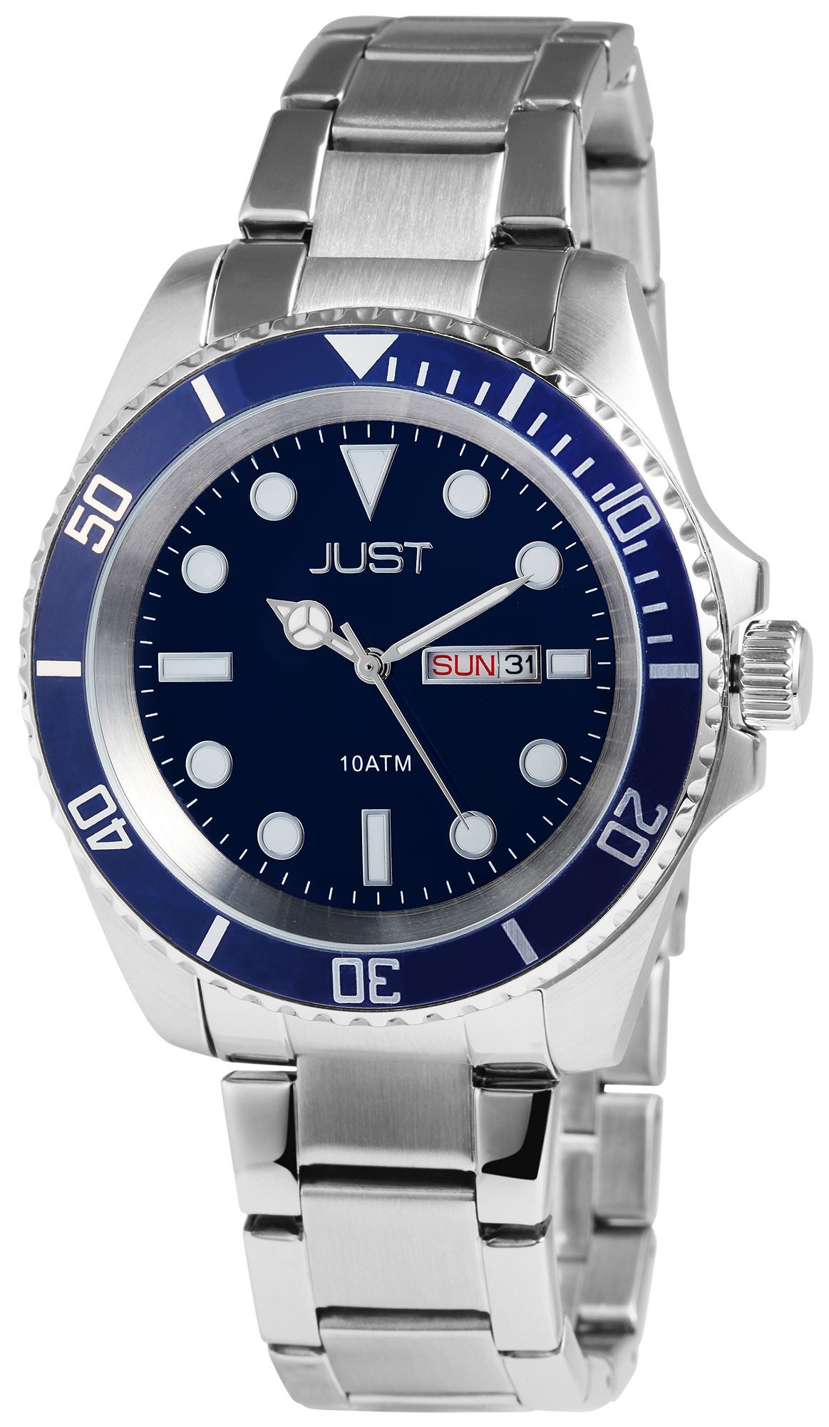 Sportliche Blau-Silberne Herrenuhr von JUST
