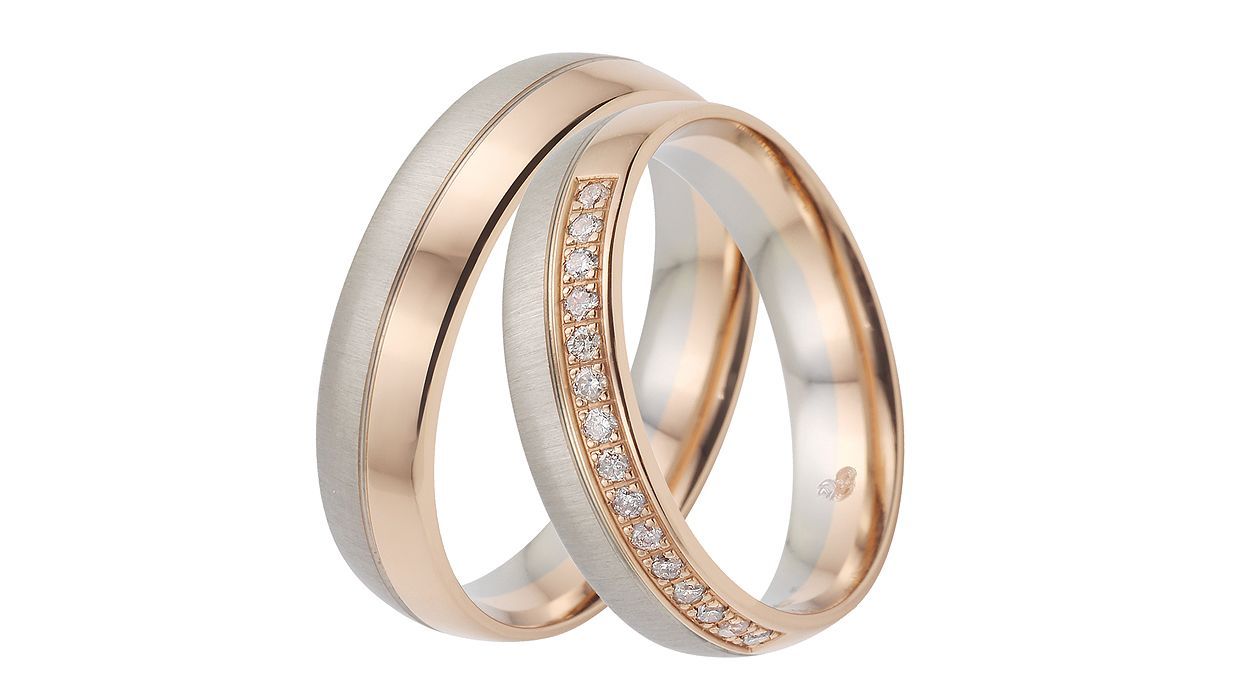 Silber-Roségoldene Eheringe