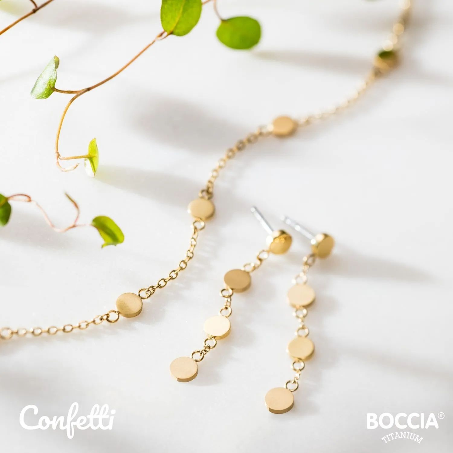Kette und Ohrringe aus der Kollektion „Confetti“ von Boccia Titanium
