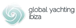 Logotipo de Global Yachting Ibiza con icono de espiral turquesa y texto negro sobre fondo blanco.