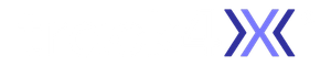 Una x azul y blanca sobre un fondo blanco.