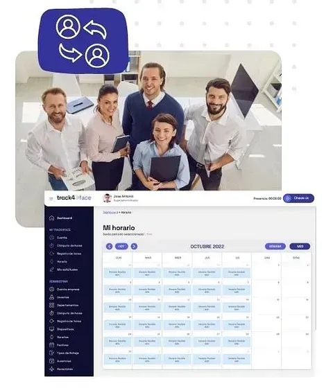 Un grupo de personas que están una al lado de la otra frente a una pantalla de computadora.