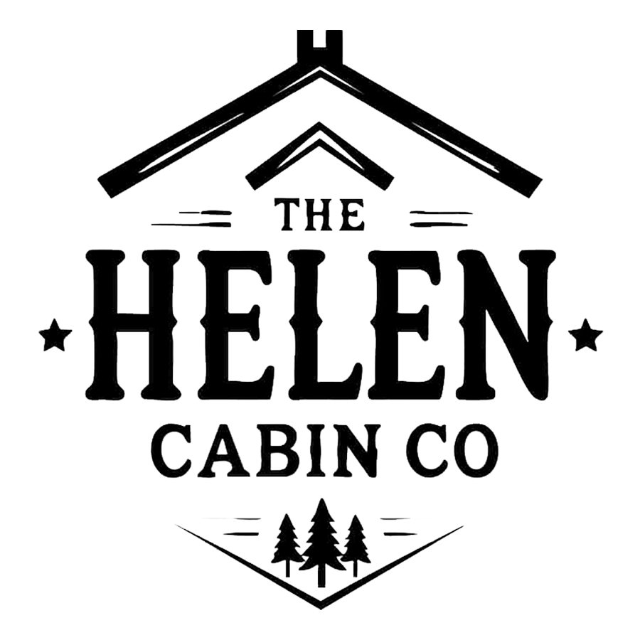 The Helen Cabin Co. logo with cabin and trees
