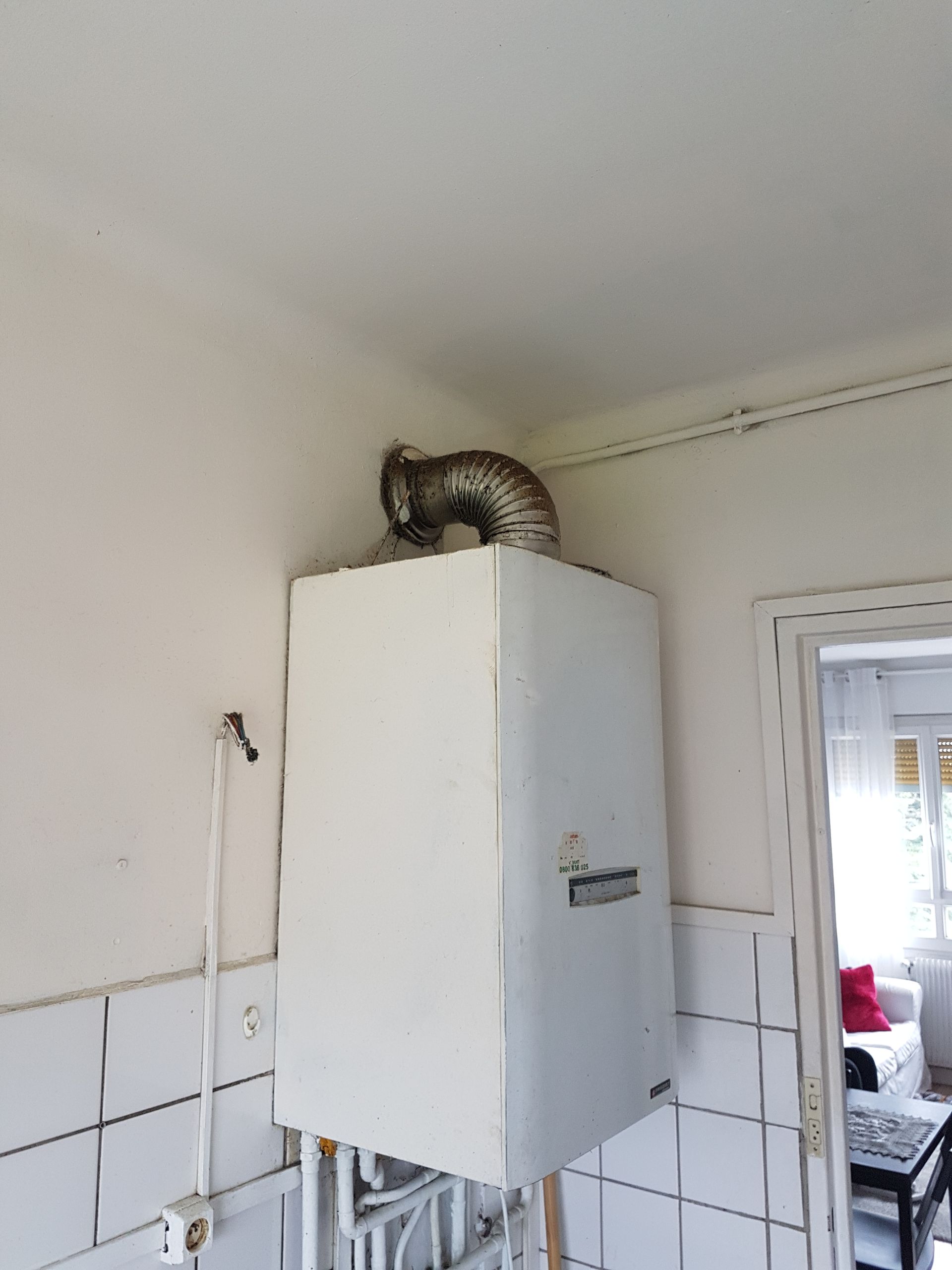 Pose de chaudière à condensation.