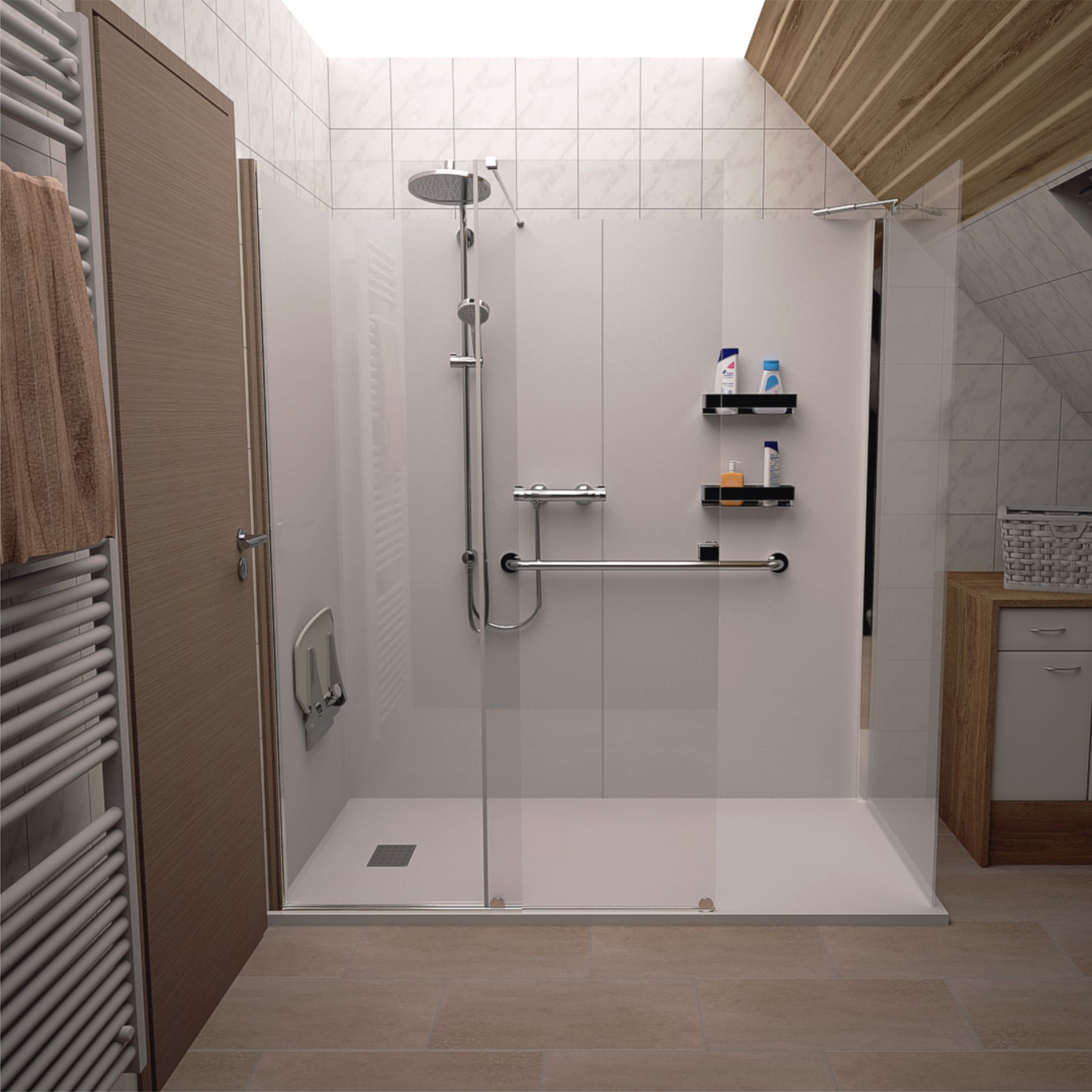 Umbau von Wanne zur Dusche mit duschhohen Rückwänden