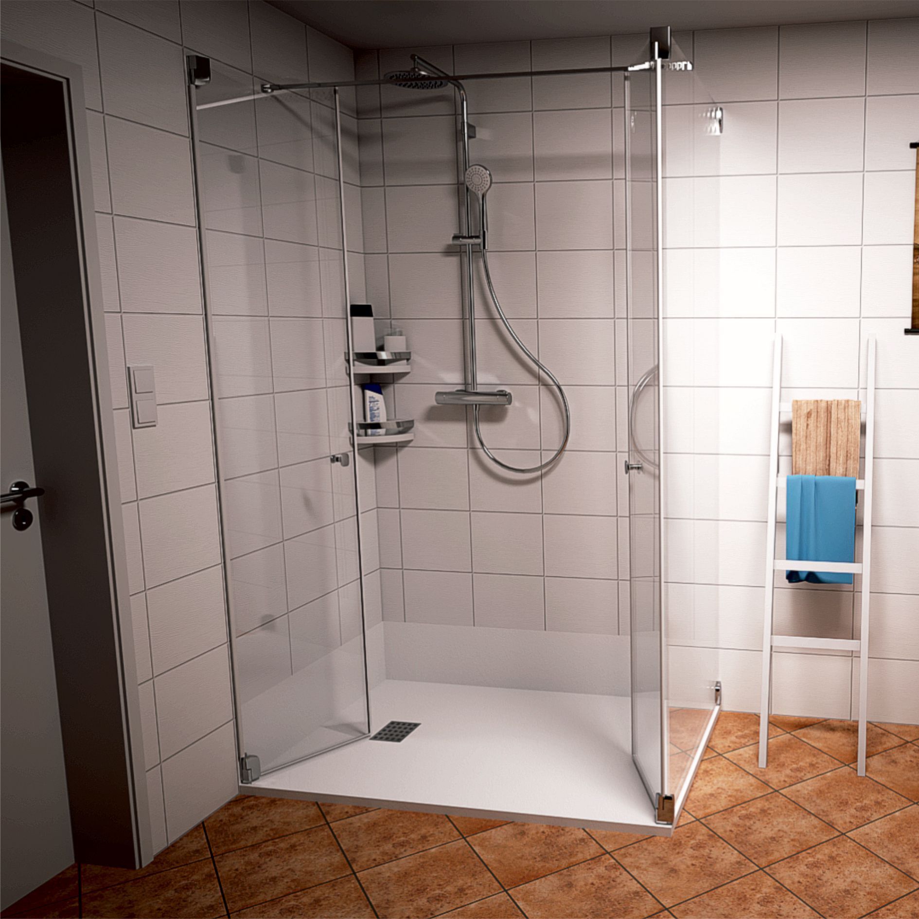 Duschumbau mit Drehtüren