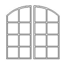 Eine Schwarzweißzeichnung eines Fensters mit Quadraten auf weißem Hintergrund.