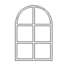 Eine Schwarzweißzeichnung eines Fensters mit Quadraten auf weißem Hintergrund.