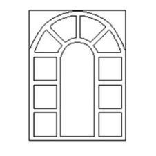 Eine Schwarzweißzeichnung eines Fensters mit Quadraten darum herum.