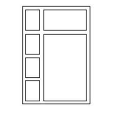 Eine Schwarzweißzeichnung eines Fensters mit Quadraten darauf.