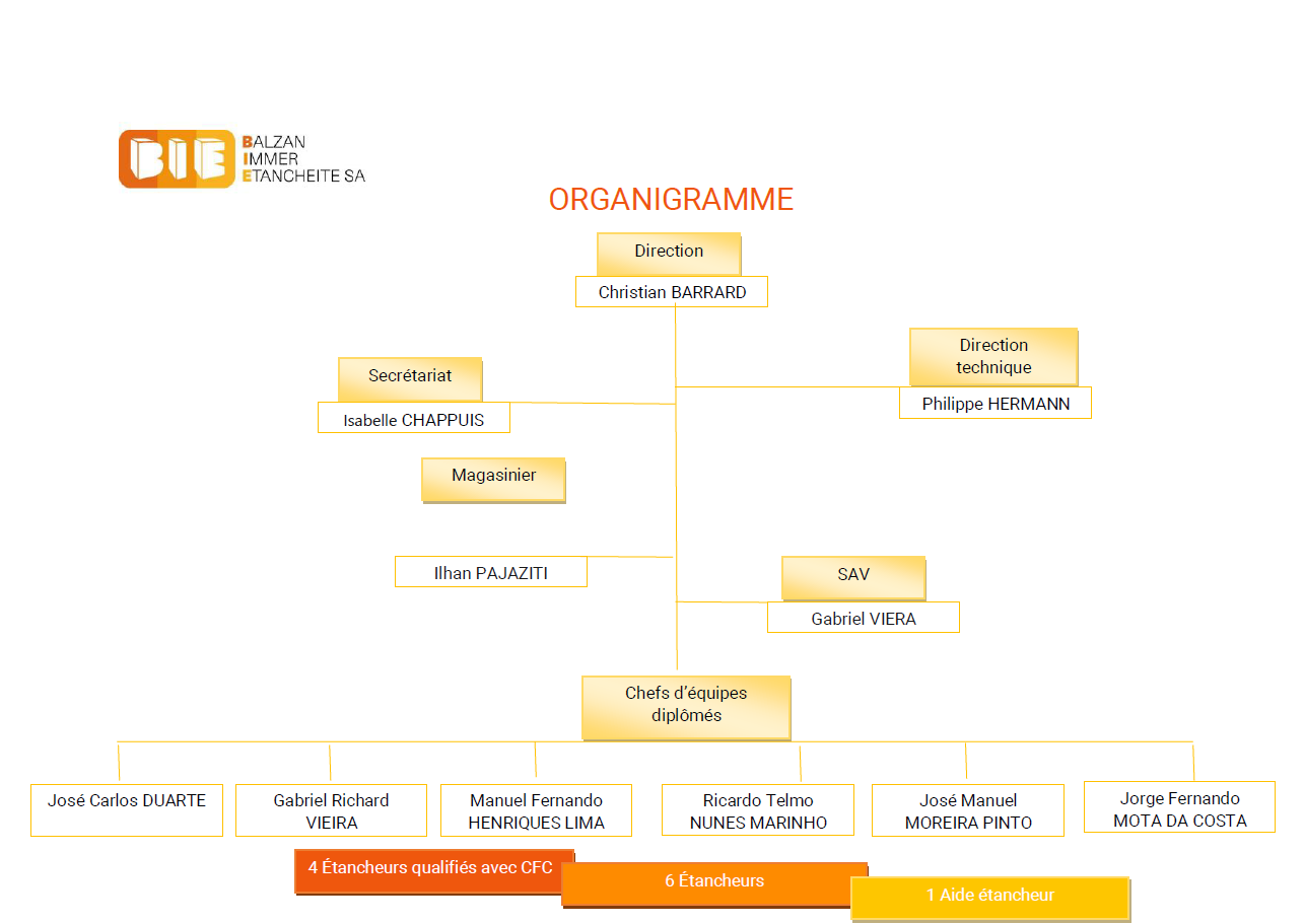 organigramme de l'entreprise BIE