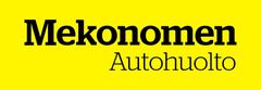 Mekonomen Autohuolto logo on a bright yellow background