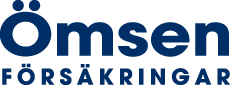 Ömsén Insurancen logo tummansinisellä tekstillä valkoisella taustalla