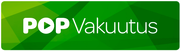 Vihreä POP Vakuutuksen logo valkoisella tekstillä kirkkaanvihreällä taustalla